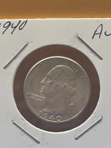 1940 AU SILVER COIN WASHINGTON QUARTER .25 COIN MELT IS 15.91 Ex. CONDITION COIN