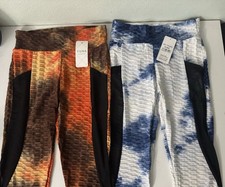 2 Pack Scrunch Butt Leggings S/M Tie Dye Textured Workout Gym Yoga Set