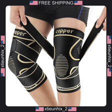Copper Knee Support Braces 2 Pack for Men Women, Medium, Adjustable Straps