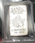 Vintage 1986 Sando Precious Metal Refiners 1/2oz .999 Fine Silver Bar ~ RARE