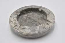 Vintage Grey White Natural Marble Stone Ashtray Round Heavy Decorative 13.5cm