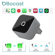 2in1 Ottocast USB Wireless CarPlay+Android Auto Adapter w/One-Click Disconnect