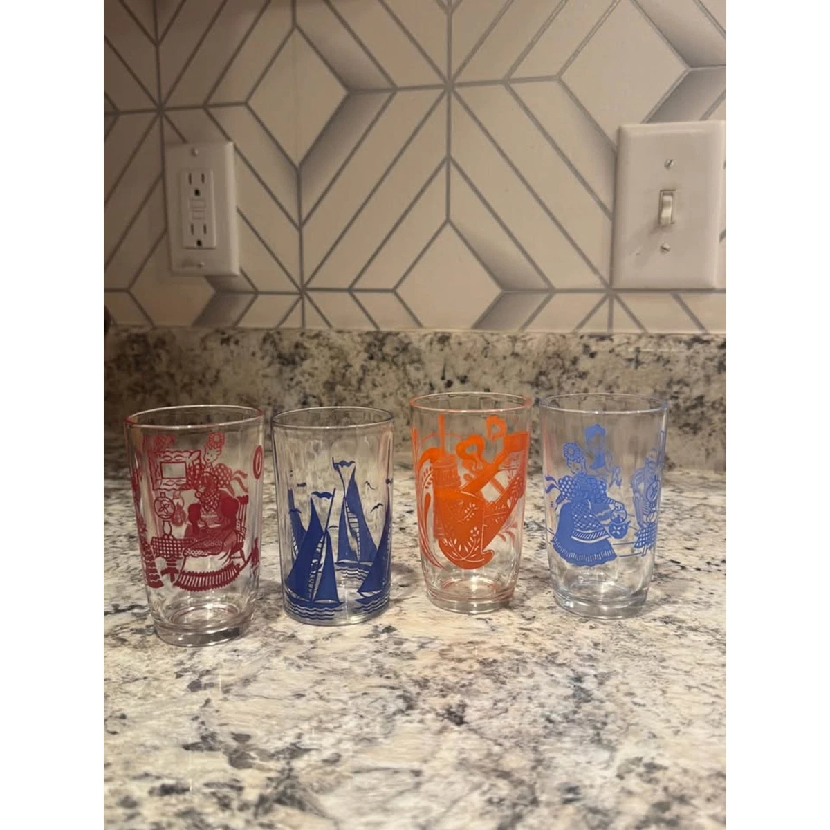 vintage juice glass set products for sale | eBay