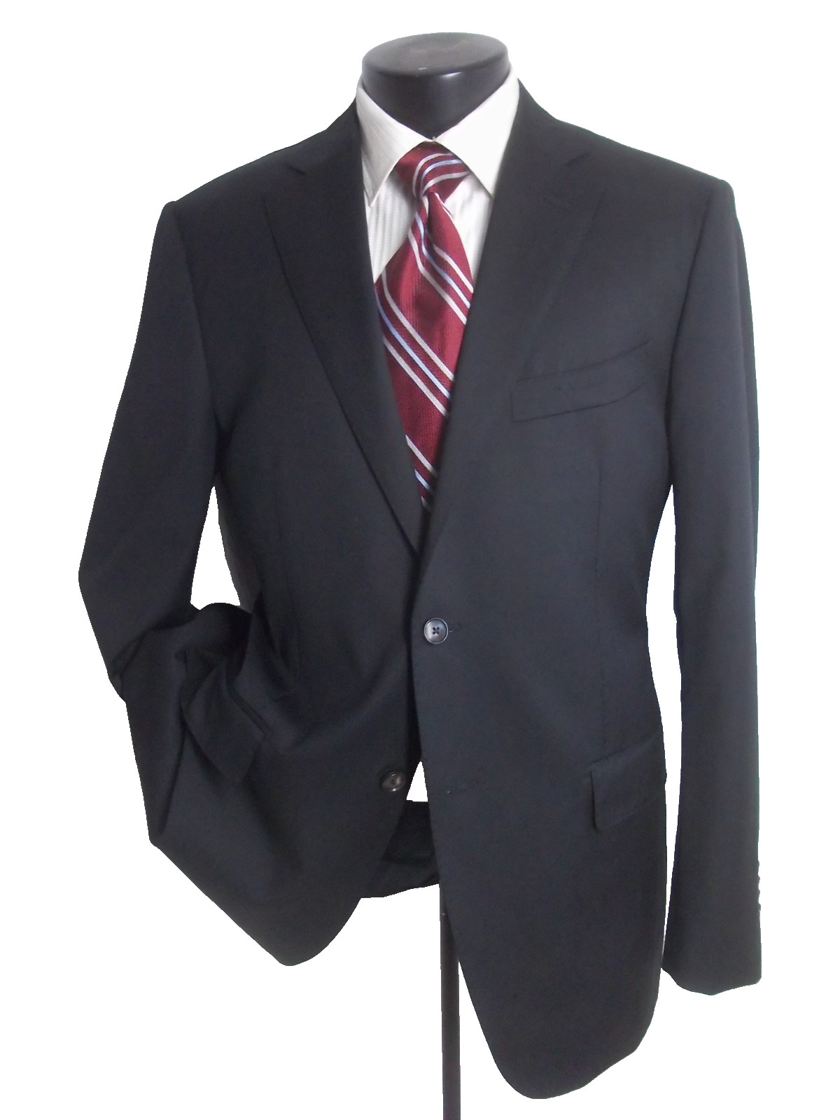 (( Suitsupply solid black 2Button side vents wool… - image 1