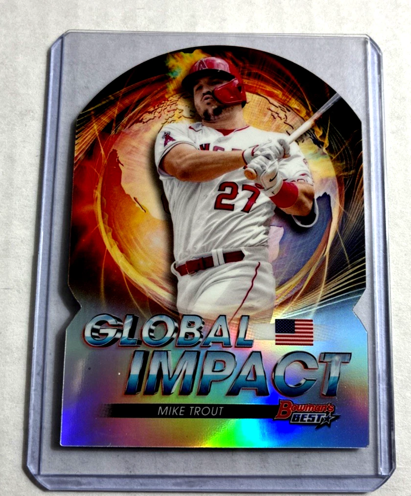 Refractor- 2022 Bowman's Best #GI-2- Mike Trout Die Cut Global Impact