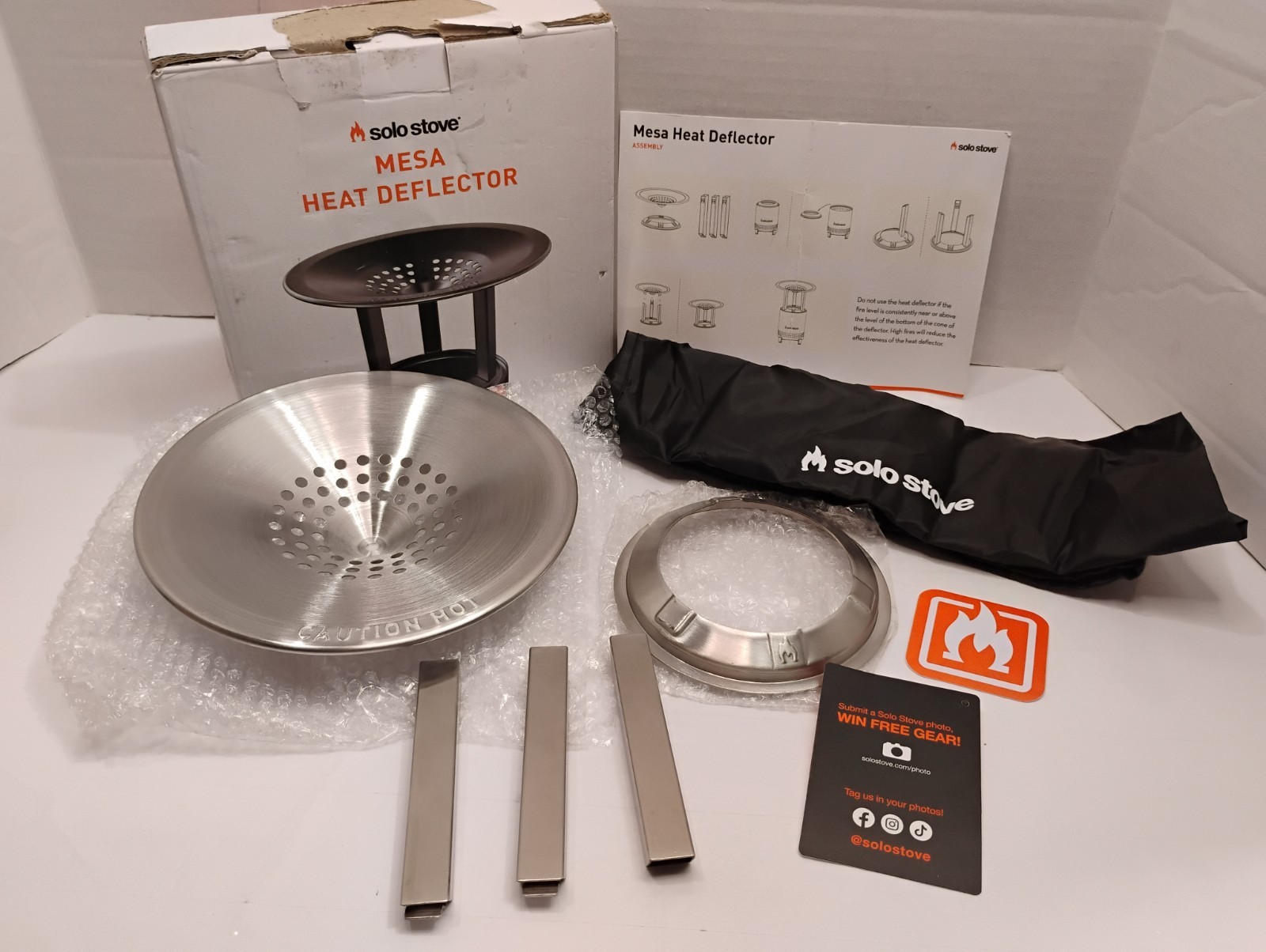 Solo Stove Mesa Heat Deflector for Table Top Fire Pit Stainless w/ Carry Bag