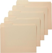 File Folders with Tabs for Filing, 1/3-Cut Tab,