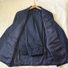 Brooks Brothers Suit Madison Fit Men 43 Black Striped Flat Front Pants 38x28.5