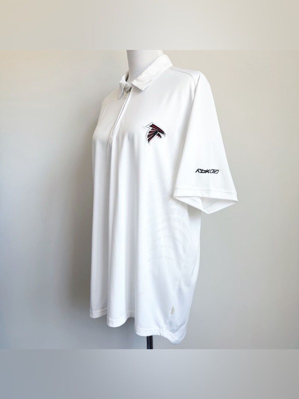 Atlanta Falcons Reebok Polo Men’s Large White Red Zipper Ventilated
