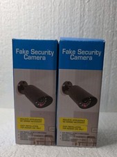 Security CCTV Camera Fake 2 Pack Dummy Camera BLACK w Flashing Red LED Light