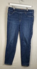 Spanx Womens Pull On Ankle Skinny Jeans Size XL Dark Wash Essential Slimming