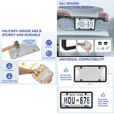 License Plate Cover And Frame Set 2pcs Black Uv Protected Rustproof Weatherproof