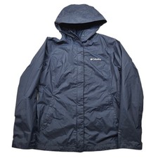 Columbia Omni-tech Rain Jacket Women's Medium Navy Blue Waterproof Hooded