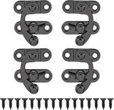 4 Pack Small Drawer Latches, Black Box Latch with Small Latch Hook, Swing Latch,