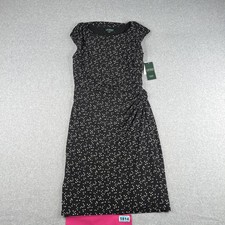 Lauren Ralph Lauren Dress Womens Size 4P Black Birds All Over Print New NWT