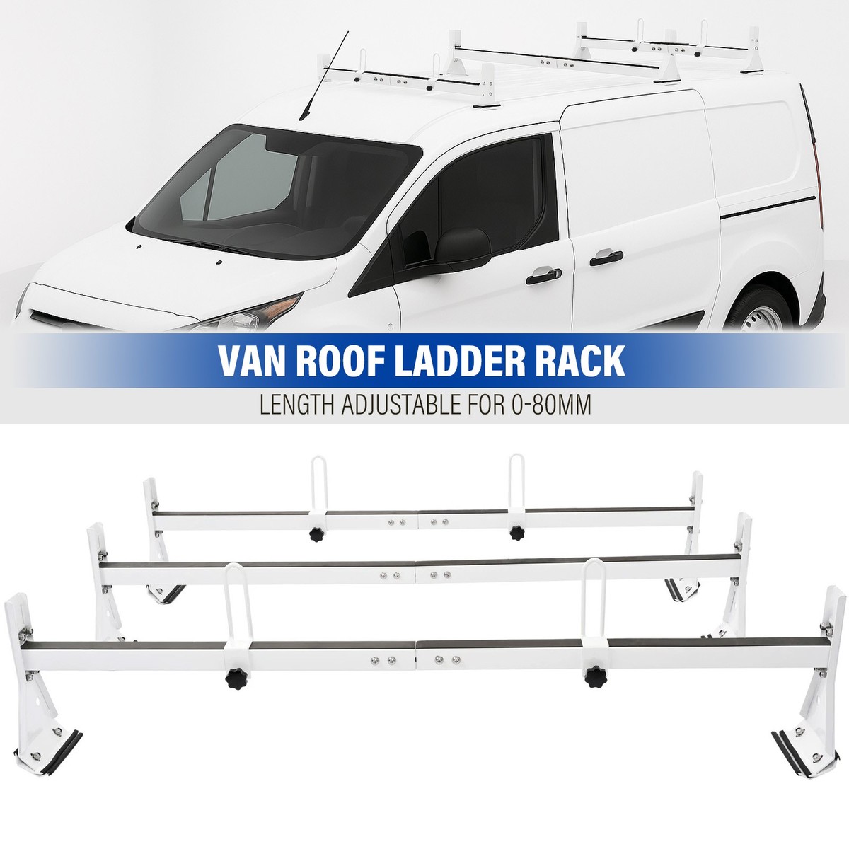 Ladder Roof Racks Steel White Rack For GMC Savana Fullsize Van