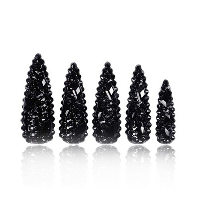 Press on Nails Classic Black Rhinestone | Handmade with Full Covered Crystals |