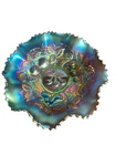NORTHWOOD THREE FRUITS ELECTRIC AMETHYST  VINTAGE CARNIVAL GLASS BLUE STIPPLE