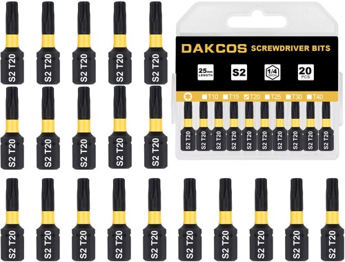 DAKCOS Lot 20 Embouts Torx T25 - Embouts S2 25mm Pour Visseuses Sans Fil