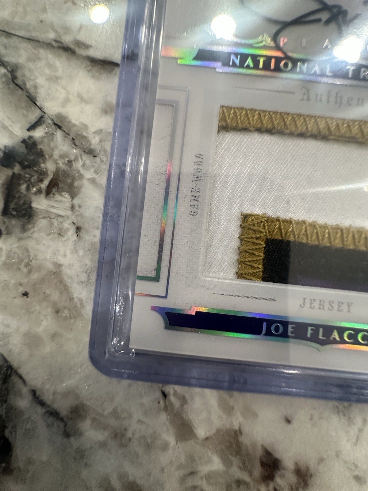 JOE FLACCO 2016 NATIONAL TREASURES #112  GU Sick PATCH AUTO 10/10 RAVENS 🐦‍⬛ view 2