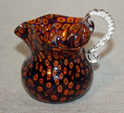 VINTAGE FRATELLI TOSO MURANO MURRINE MILLEFIORI ART GLASS CRUET SCARCE COLOR