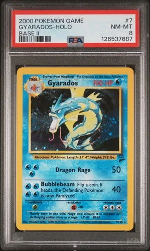 2000 POKEMON BASE SET 2 #7 GYARADOS-HOLO PSA 8