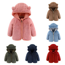 Newborn Baby Boys Girls Teddy Bear Coat Winter Warm Hooded Furry Jacket Outwear