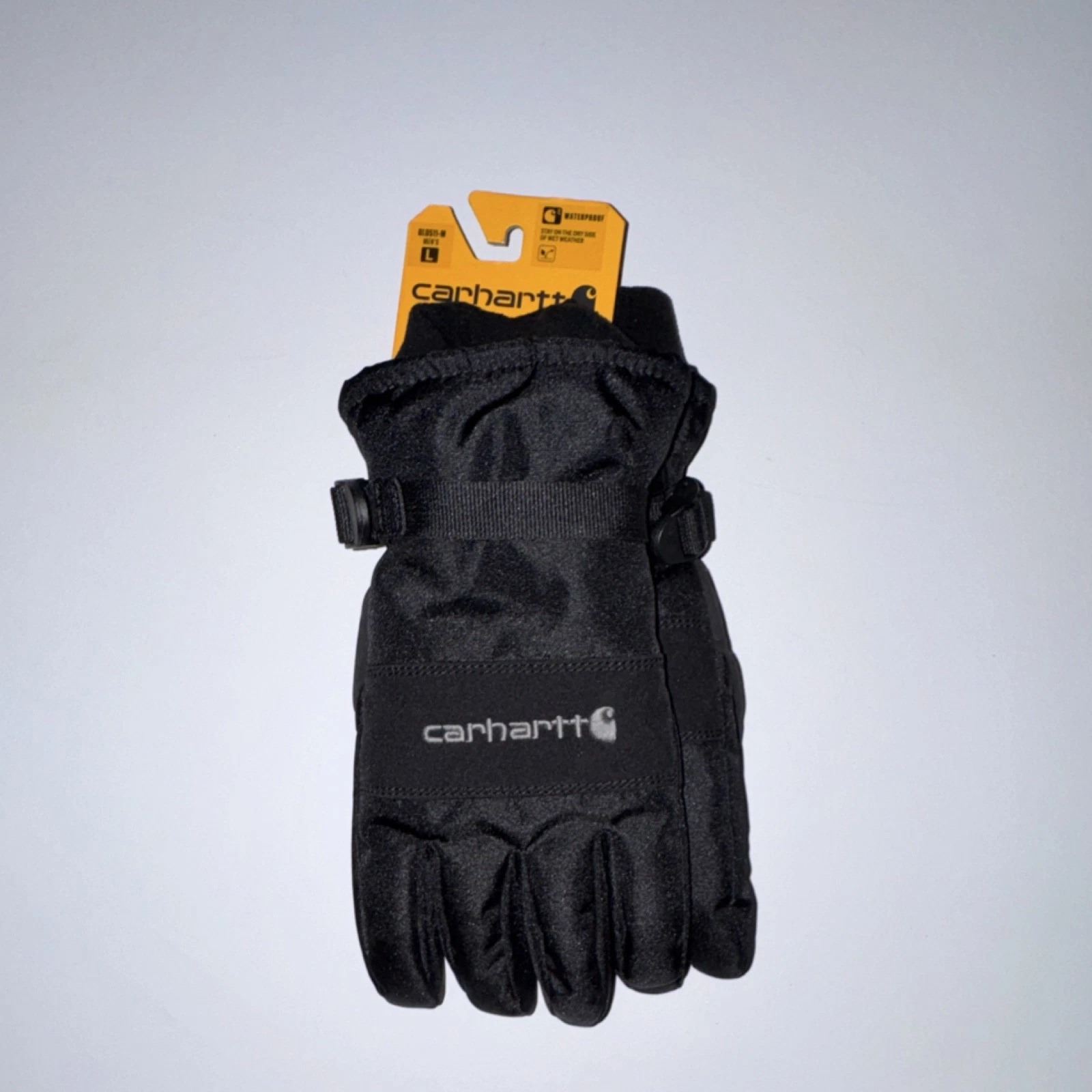 Carhartt Waterproof Insulated Knit Cuff Gloves Black L Adjustable Wrist Men's