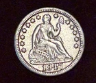 1847 Seated Liberty Silver Half Dime 5c Semi Key Date High Grade AU Type Coin