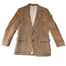 VINTAGE Men's Tan Corduroy Blazer Jacket 40R Suede SPORT COAT Elbow Patches
