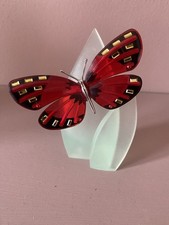 Swarovski Light Siam Adena Paradise Red Butterfly Leaf Stand Figurine #622737