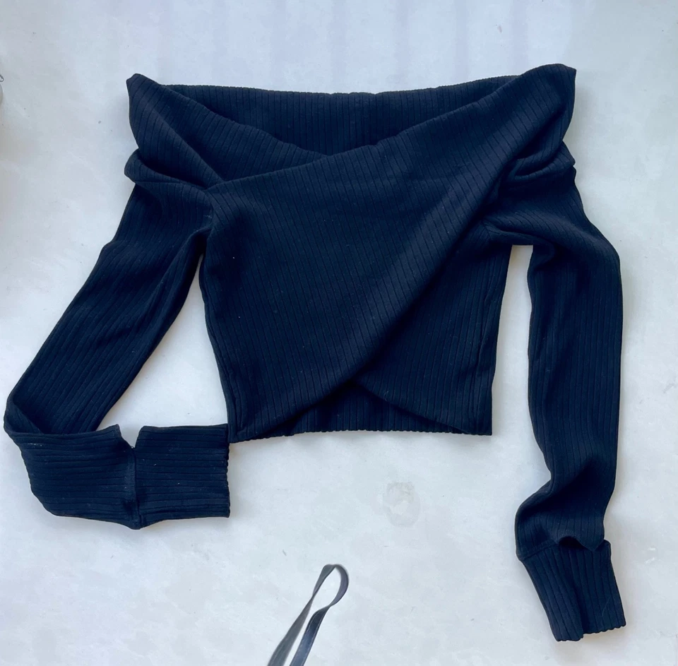 С плеча укороченный верхний черный LNA Aster ребро сделано в США размер средний y2k - Изображение 4 из 4