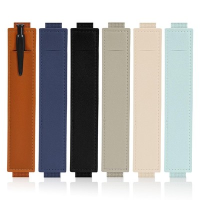 6 Pcs Adjustable Pen Holder Elastic Band Pencil Pouch Colorful PU Leather Pen Sl