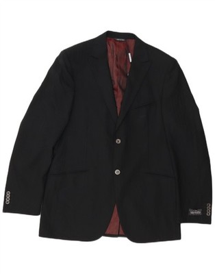 Carlo Pignatelli Herren 2 Knopf Blazer Sakko IT 50 Large Schwarz Schurwolle BD05