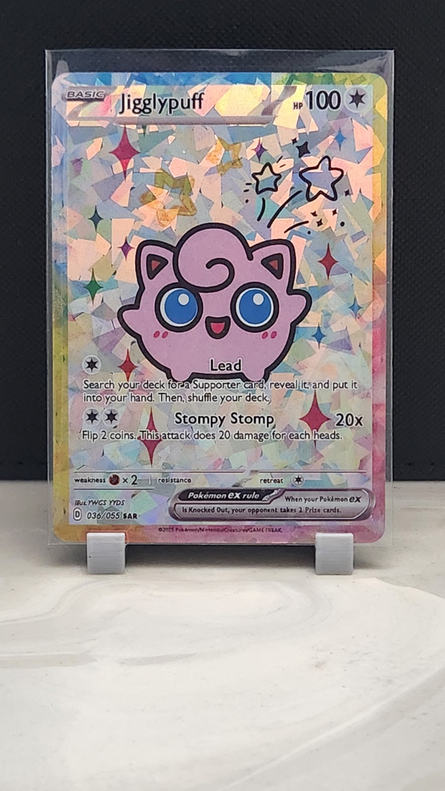 Pokemon Cracked Ice Holo Rainbow Boarder Cute Anime Jigglypuff Card