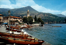 Postcard Como Lake Cernobbio Walk at the Lake Boats Clock Tower Real Photo