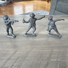 Vintage Lead Toy Soldier Figures Set of 3 Metal Military Collectibles