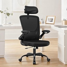 Ergonomic Mesh Office Chair Adjustable Lumbar Support Flip Up Arms Black New