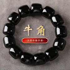 Natural Tibetan Black Barrel Bead Bracelet Buddhist Mala Unisex
