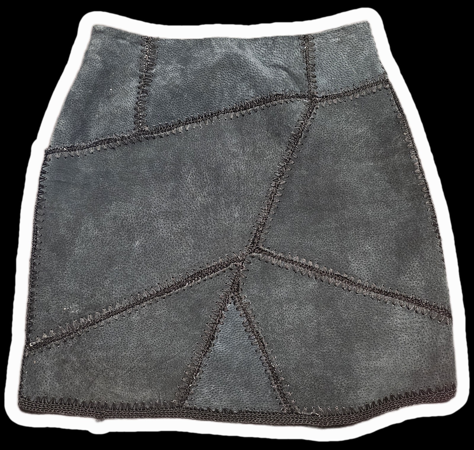 Minifalda de retazos de cuero gamuza negra años 90 de colección 10 Goth Whimsigoth Grunge