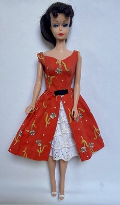 Vntg Barbie Brunette Ponytail #5 w/Garden Tea Party #1606 & O/T Heels~ PRETTY!