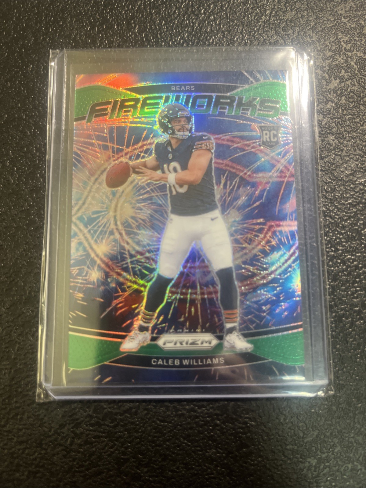 2024 Panini Prizm - Fireworks Caleb Williams #25 Green Prizm (RC) Chicago Bears