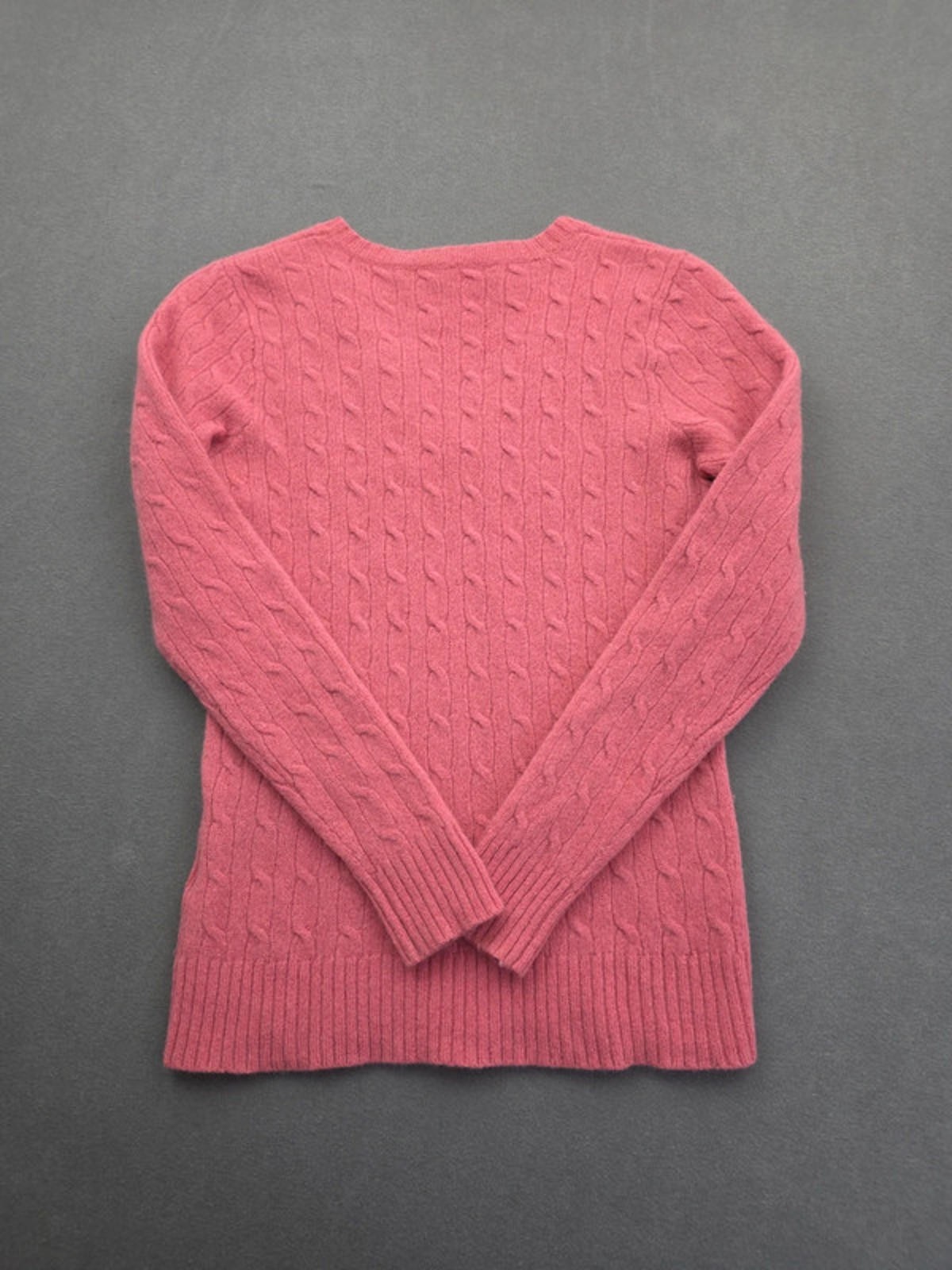 Women’s Pink Ralph Lauren V Neck Lambswool Cable Knit Jumper Size XS image 5