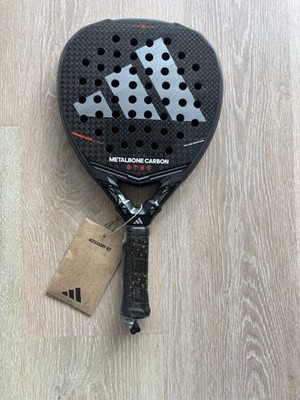 Adidas Metalbone Carbon Padel Racket/Paddle Black Red w/ Wrist Strap