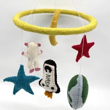 Handmade NASA Space Nursery Mobile Crib Earth Astronaut Moon Stars Decor Baby