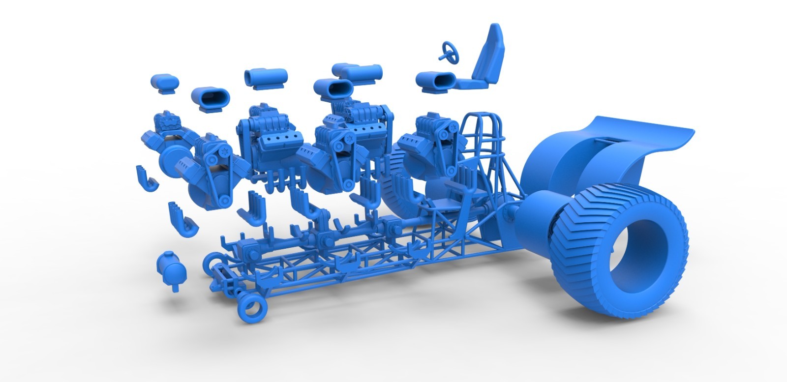 3D Printed 1:25 Scale pulling tractor with 8 engines kit