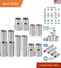 10-Piece 10mm Socket Set, 1/4-Inch  3/8-Inch Drive Impact Socket, 6-Point ...