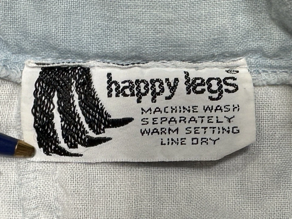 Pantalones Happy Legs Vintage Azul Algodón Pierna Acampanada Bolsillos de tiro alto Talla 26x30 Foto 2 de 3