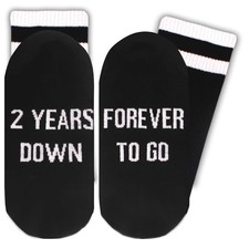 2nd Anniversary Socks, 2 Years Down Forever To Go, Gifts, Him, Her, Valentine