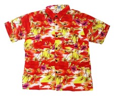 BOY'S LOUD HAWAIIAN SHIRT BLUE WITH FLOWERS SIZE 10 -12 summer holiday party new